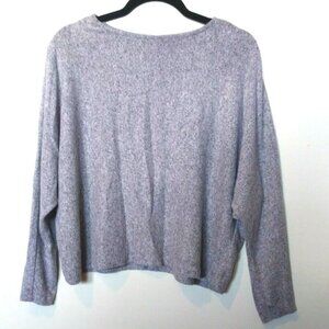 H&M Boxy Knit Top angel sleeves Sz M Gray textured soft boat neck long sleeves